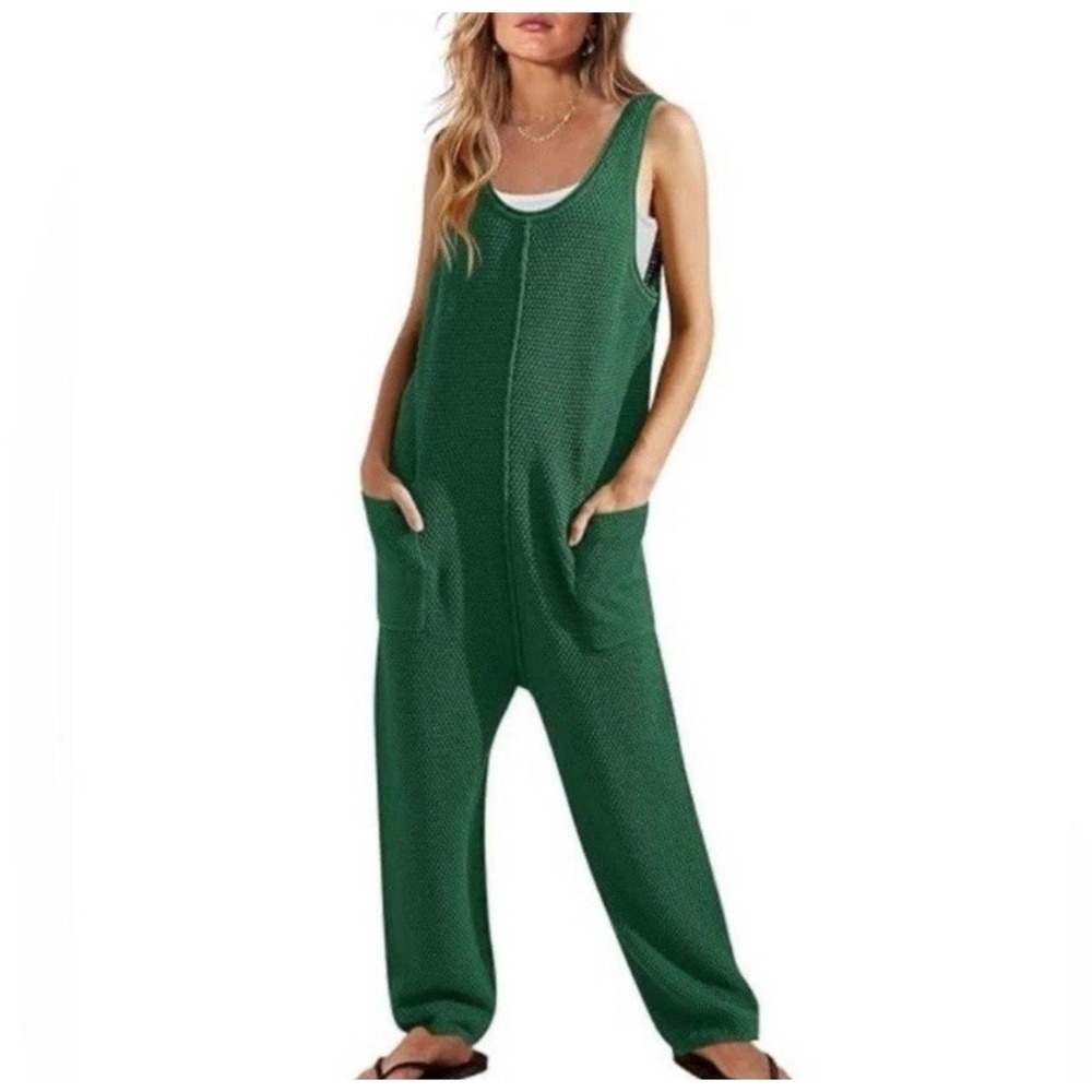 Free People We The Free Pine Green Hailee Sweater Knit Jumper Jumpsuit Small